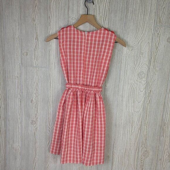 Little Girls Approx Medium Red White Check Sleeveless Dress Apple Embellishments - Picture 2 of 10